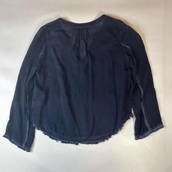 Maven West Top Womens Small Navy Blue V-Neck Lightweight Made In USA Cowgirlcore - Picture 5 of 7